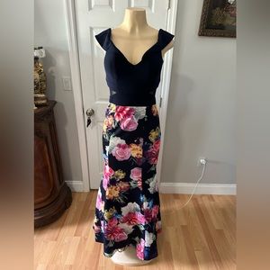 Xscape floral navy blue dress